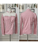Vintage 70s Cottage Core Country Bicentennial Blouse Calico Lace S - €29,66 EUR