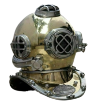 Brass Diving Divers Helmet US Navy Mark V Antique Vintage Solid 18&quot; Scuba Helmet - £279.65 GBP