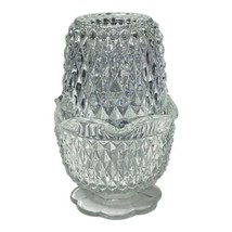 Vintage Indiana Glass Fairy Lamp Diamond Point Clear Glass Tea Candle Ho... - $27.12