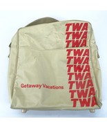 Vintage TWA Airline Beige Getaway Vacation Carry On Messenger Tote Bag - $17.05