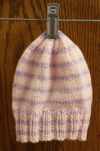 Handmade Pink Purple Striped Newborn Crochet Hat - £7.07 GBP