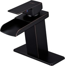 Bwe Oil Rubbed Bronze Bathroom Faucet Modern Waterfall For Sink 1 Hole Or 3 Hole - £38.93 GBP