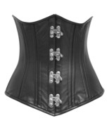 Women Real Leather Corset Underbust Handmade Black Genuine Leather Corse... - $135.64 CAD