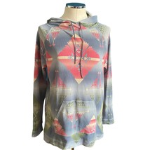 Chaps Multicolor Aztec Southwestern Thermal Waffle Knit Pullover Hoodie ... - £29.72 GBP