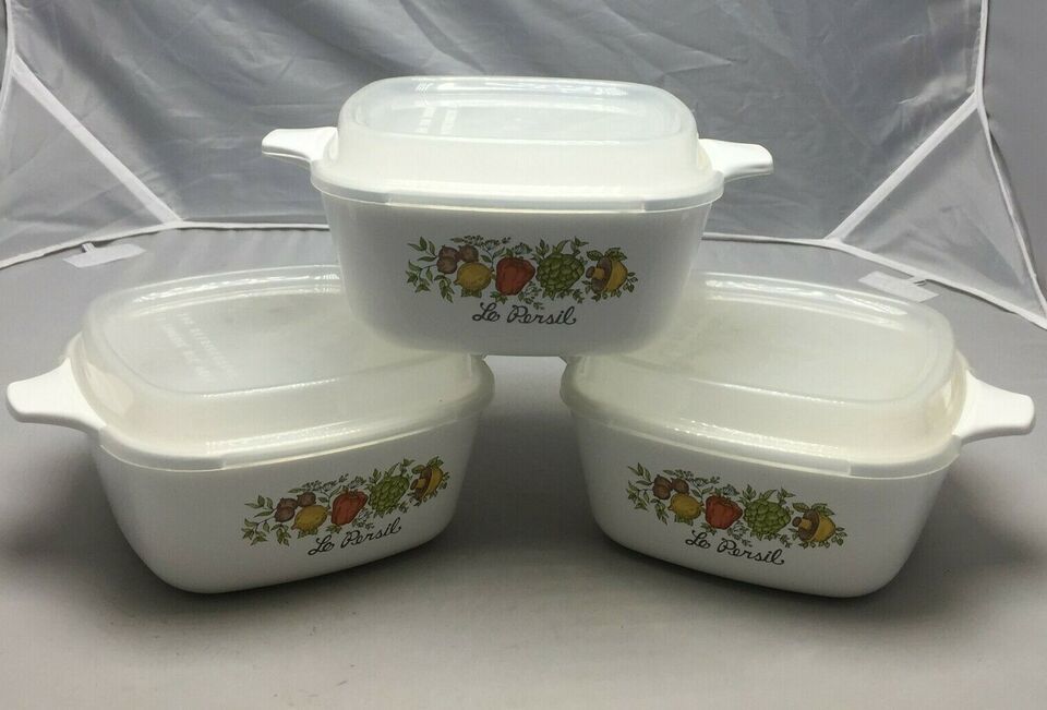 Primary image for 3 Corning Ware Le Persil Casserole Dish Lids 6 pc Set Baking Cookware P-43-B