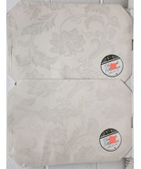 SET OF 2 SAME DAMASK FABRIC PLACEMATS 12&quot; x 18&quot;, FLOWERS ON OFF WHITE by BH - £10.27 GBP