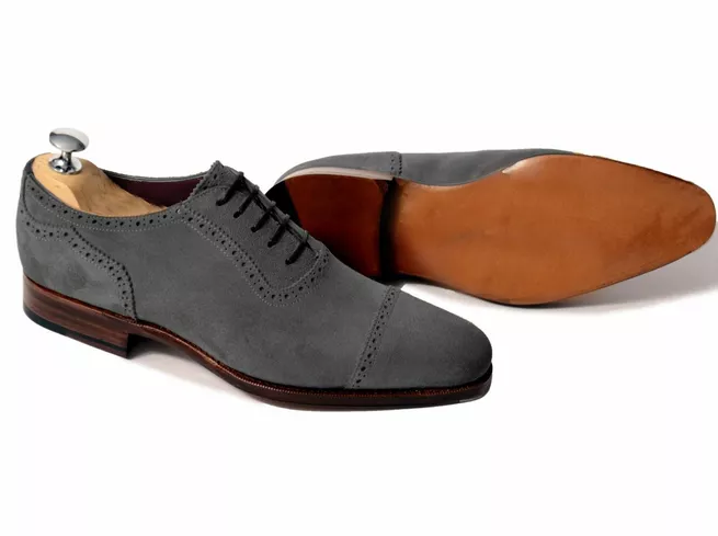 New Handmade Dark Gray Suede Formal Lace Up Brogue Derby Office Shoes For Mens - $149.99+