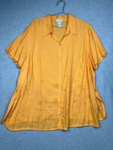 Avenue Womens Linen Blend Shirt Plus 22/24 Embroidered Button Up Beach Summer - £25.12 GBP