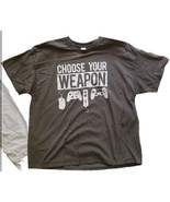 Gildan Choose Your Weapon Graphic Tee 2XL Gamer Shirt Gray - $14.40