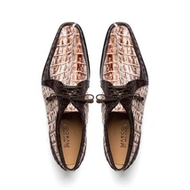 Caribe Rustic Caiman Crocodile Dress Derby's Shoes White / Brown image 5
