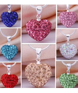 10pc/lot mixed white red disco heart chain crystal shamballa necklace pe... - $246.56 MXN