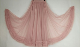 Pink Long Layered Tulle Skirt Bridesmaid Custom Plus Size Tulle Maxi Skirt image 4