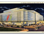 Municipal Auditorium Night View Kansas City Missouri MO UNP Linen Postca... - $3.15