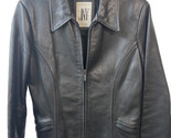 Jones New York Womens S Zip Up Black Genuine Leather Jacket pebble finisih - $54.61