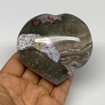 0.6 lbs, 2.9&quot;x3.1&quot;x1.5&quot; Ocean Jasper Heart Polished Healing Crystal, B30936 - £17.31 GBP