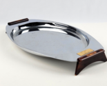 Vintage Gourmates Canada Serving tray Chrome w/ Carved bakelite handles ... - £23.35 GBP