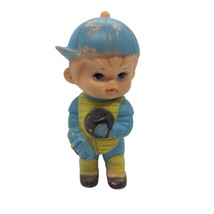 Vintage Kiddie Products Inc. Baseball Player Rubber Squeak Toy 1950s Blu... - $357.88 MXN