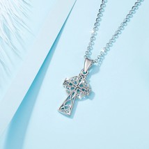925 Sterling Silver Celtics Knot Vintage Cross Pendant Necklace Jewelry - £55.50 GBP