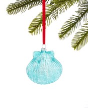 Holiday Lane Seaside Transparent Glass Scallop Shell Christmas Ornament - £15.45 GBP