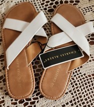 Charles Albert ~ Slip On ~ Criss-Cross Strap Sandals ~ WHITE ~ Size Larg... - $20.00