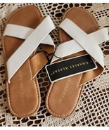Charles Albert ~ Slip On ~ Criss-Cross Strap Sandals ~ WHITE ~ Size Larg... - $28.06 CAD