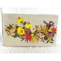 VTG Crewel Floral Needlepoint 70&#39;s Textile Fiber Wall Art OOAK Embroidered MCM - $125.99