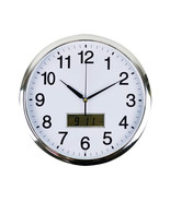 Italplast Round Wall Clock with LCD (36cm) - £61.76 GBP