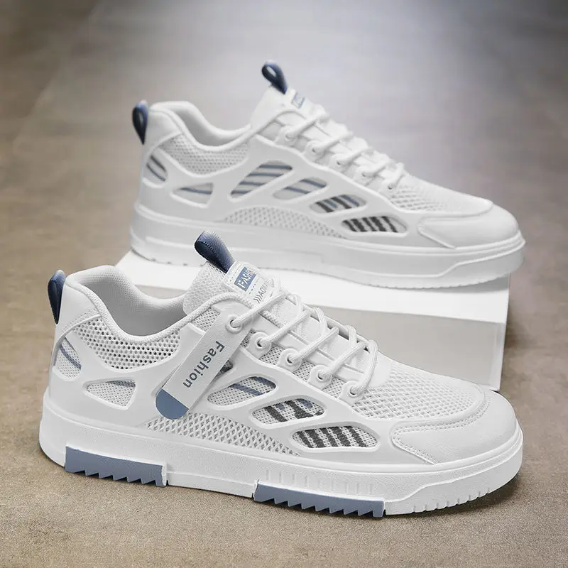 New White Vulcanized Sneakers Men Mesh Breathable Casual Walking Sport S... - $45.58