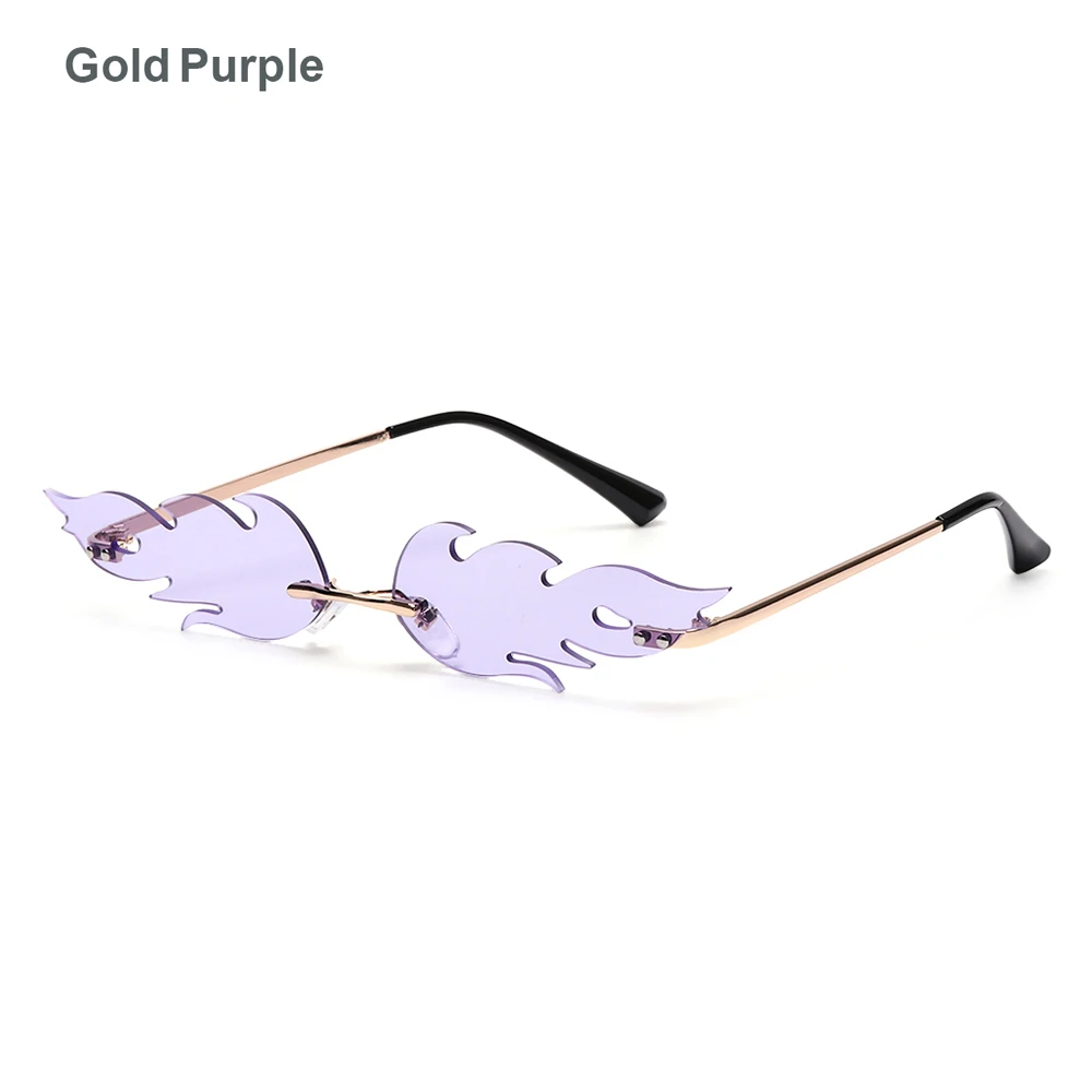 2021 UV400 Eyewear  Trending Fashion Fire Flame gles Women Men Rimless Wave  Gle - £106.53 GBP