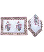 100% Cotton Indian Style Hand Block Theme Dining Table Mats and Napkins ... - $47.27 CAD