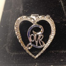 Vintage Gerry&#39;s Silver Tone Open Heart Brooch Pin With The Word Love In Center - £6.40 GBP