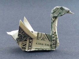 SWAN Money Origami Art Dollar Bill Cash Sculptors Bank Note Handmade - £15.60 GBP