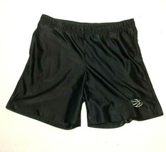 Nike Basketball Gym Shorts Boys L 14 Black Elastic Waist Logo Made in USA - $18.69
