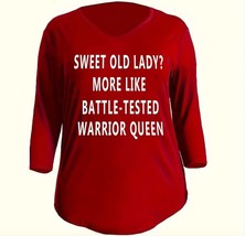 Women’s Red Battle Tested Warrior Queen 3/4 Sleeve T-shirt 4XL - $15.42 CAD