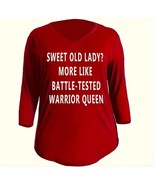 Women’s Red Battle Tested Warrior Queen 3/4 Sleeve T-shirt 4XL - $214.19 MXN