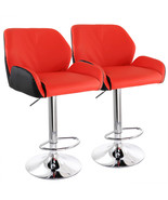 Elama 2 Piece Adjustable Faux Leather Bar Stool in Red and Black with Ch... - €152,95 EUR