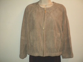 VINCE CAMUTO Jacket Size PS - PM Faux Suede Khaki Tan Open Mesh Fabric N... - £37.25 GBP