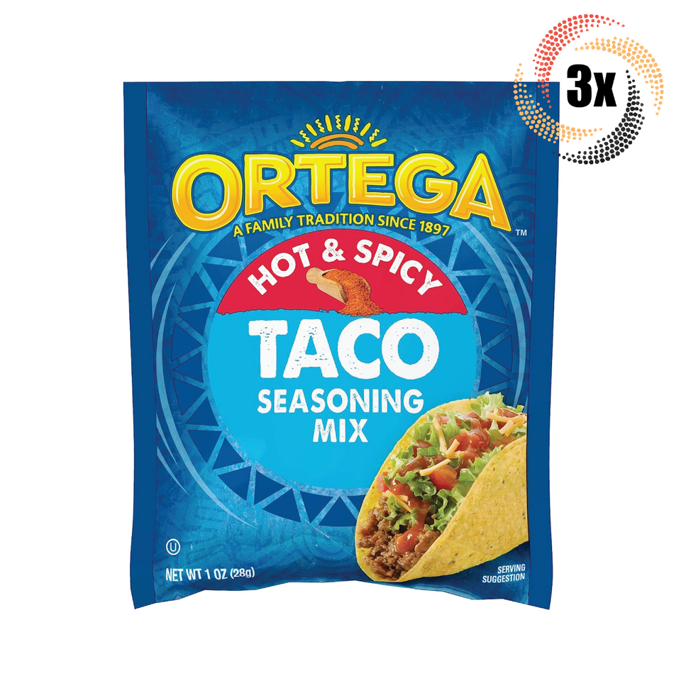 3x Packs Ortega Hot &amp; Spicy Taco Fat Free Seasoning Mix | 1oz | Fast Shi... - $13.81