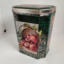 Natco Tins Original Double Chocolate Chip Cookies Floral Fruit Design Me... - $16.03