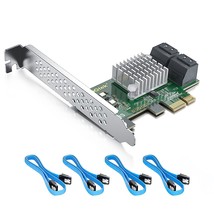 Pcie Sata Card 4 Port With 4 Sata Cables And Low Profile Bracket, 6Gbps Sata3.0  - £39.33 GBP