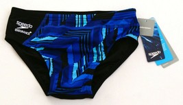 Speedo Black &amp; Blue Endurance+ Angles Brief Swimsuit Men&#39;s NWT - £35.96 GBP