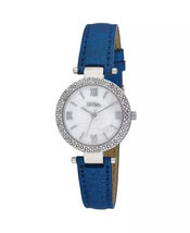 Bob Mackie Women’s Blue Polyurethane Strap Glitz Mop Dial Watch, 30mm - $49.01