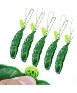 5 Pack Soybean Peapod Squeeze a Bean Keychain Fidget Squeeze - £8.02 GBP