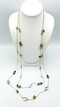 Gold Tone Picture Jasper MOP Moonglow Layered Station Necklace - $21.78