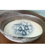 Antique Spritzdekor Galvanized Filigree Pears Vintage Tray with handle - $332.45 MXN