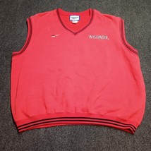 VTG Wisconsin Badgers Reebok Sweater Vest Adult XL V Neck Red Football NCAA - $29.42 CAD