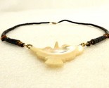 Seashell Bird Pendant Necklace, Black Wood &amp; Tiger Eye Beads, Vintage, #... - $24.45