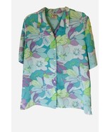 Allison Daley Floral Blouse Size 16 Button Front Short Sleeve Polyester ... - £8.95 GBP