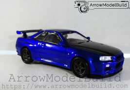 ArrowModelBuild Nissan GTR R34 (Metallic Blue) Built &amp; Painted 1/64 Mode... - £103.60 GBP