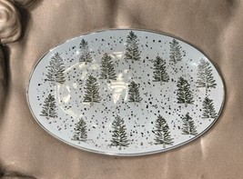 Potters Studio 12&quot; X7.5&quot; Oval Pine Tree Metallic Speckled Platter Tray Dish - £21.84 GBP